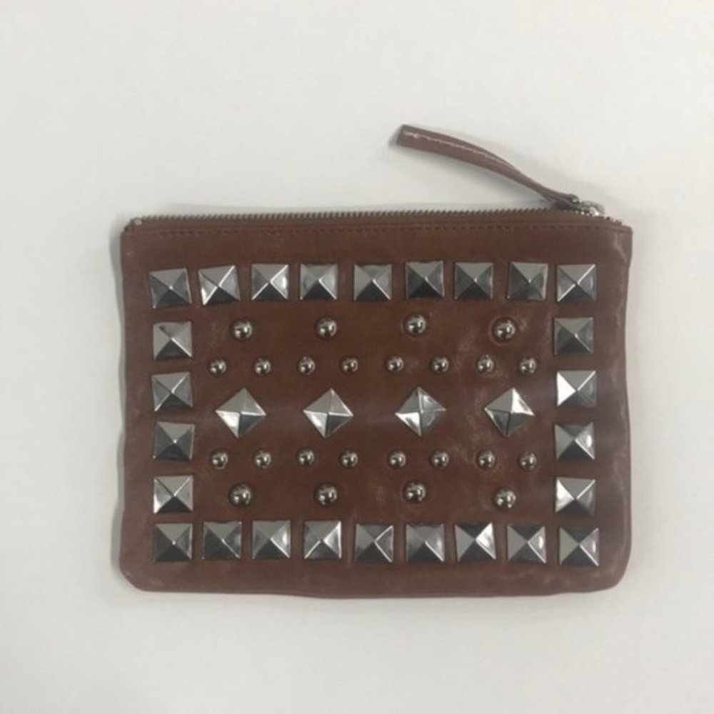 Marlene Birger Brown Studded Clutch Bag.